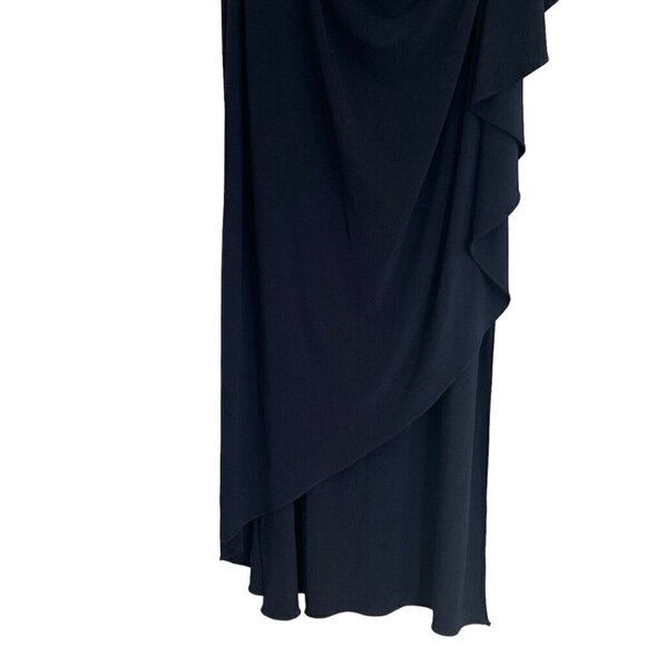 Alex Evenings 16 Long Maxi Dress Navy Blue Ruched Sleeveless Embellished Formal - Picture 6 of 15